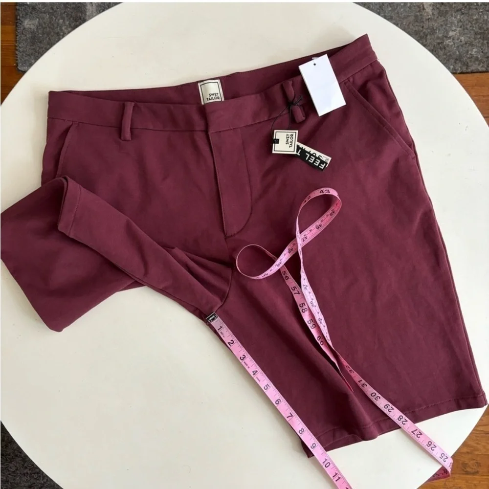 Swet Tailor Men’s 9” Everyday Chino Short Oxblood Red Size 34 New